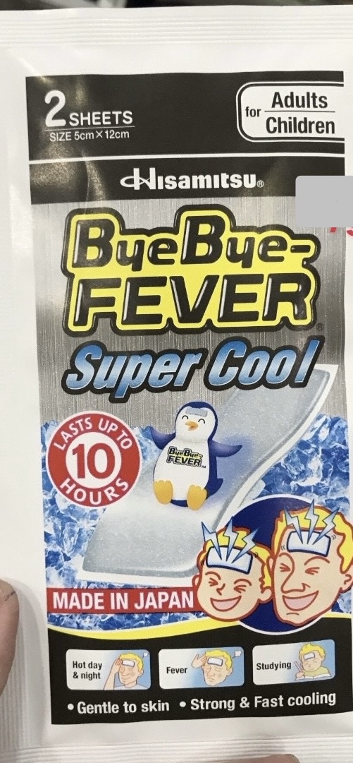 BYEBYE FEVER JAPAN H/2 MIẾNG (MIẾNG DÁN HẠ SỐT CHO BÉ & NGƯỜI LỚN)