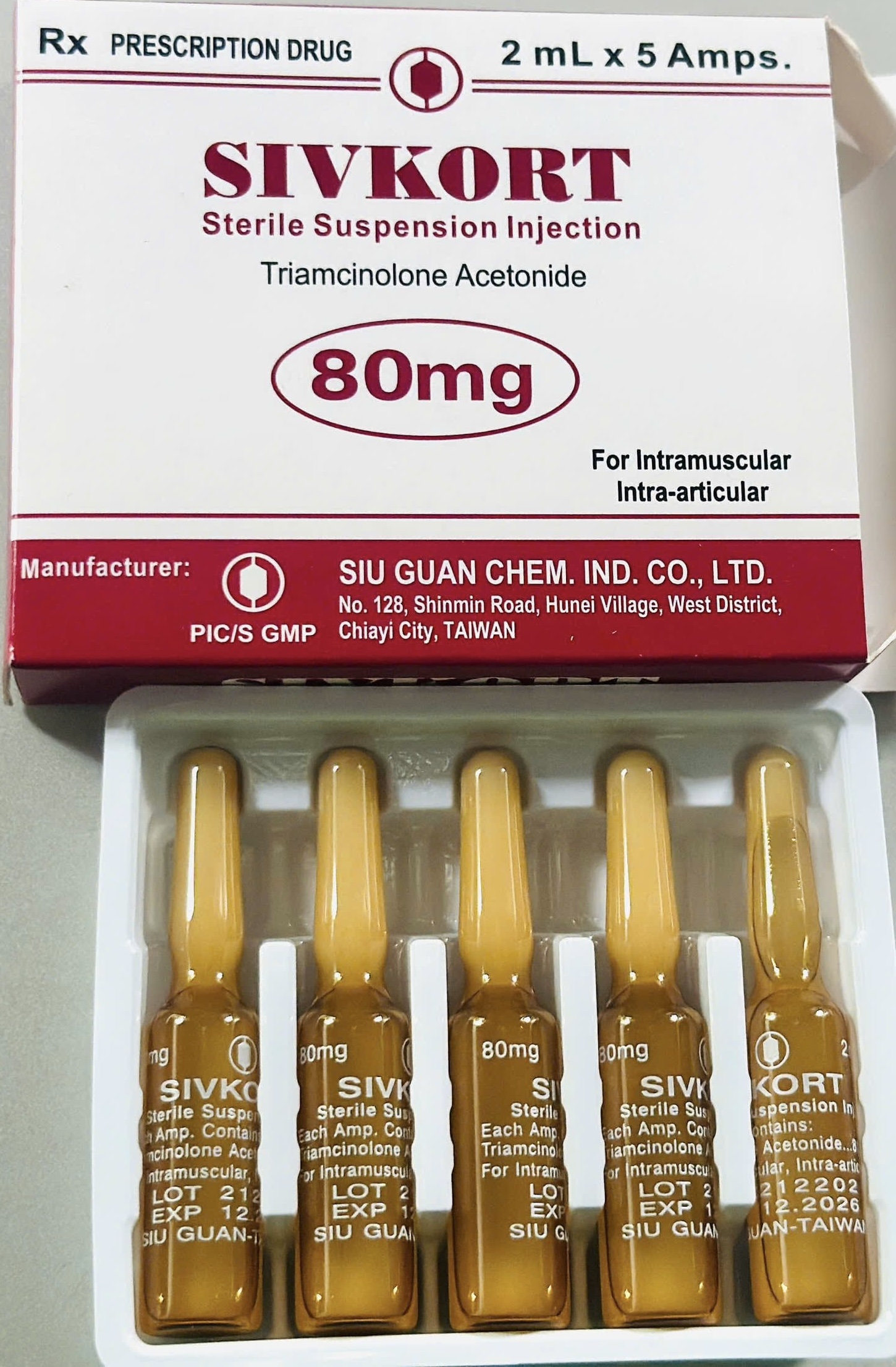 Sivkort 80mg/2ml ( Triamcinolone )H/5 ống