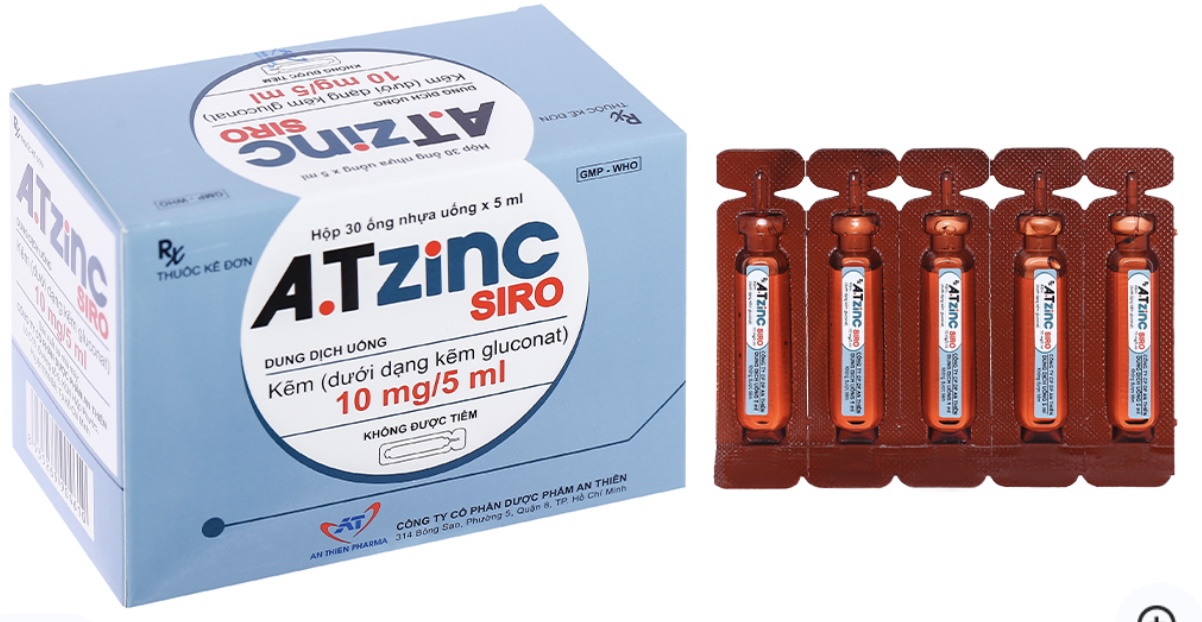 A.TZinC Siro 10mg/5mlH/ 30 ống (hỗ trợ trị tiêu chảy, tăng đề kháng)
